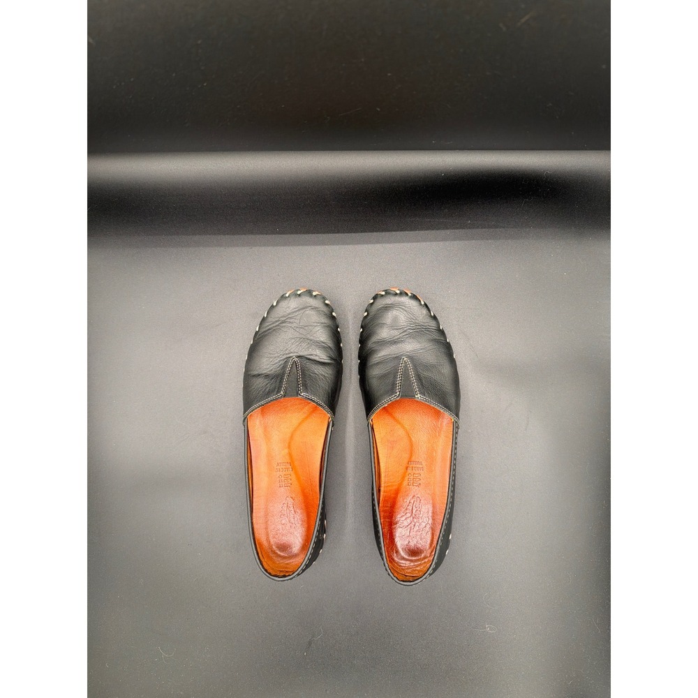 Spring Step Kathaleta Black Leather Whipstitch Slip On Flats Shoes Womens 40 - Picture 7 of 10